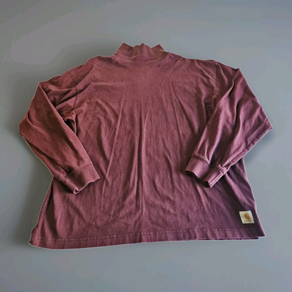 CARHARTT Sweatshirt Men's 2XL Red Mock Turtleneck Pullover Jumper 100% Cotton